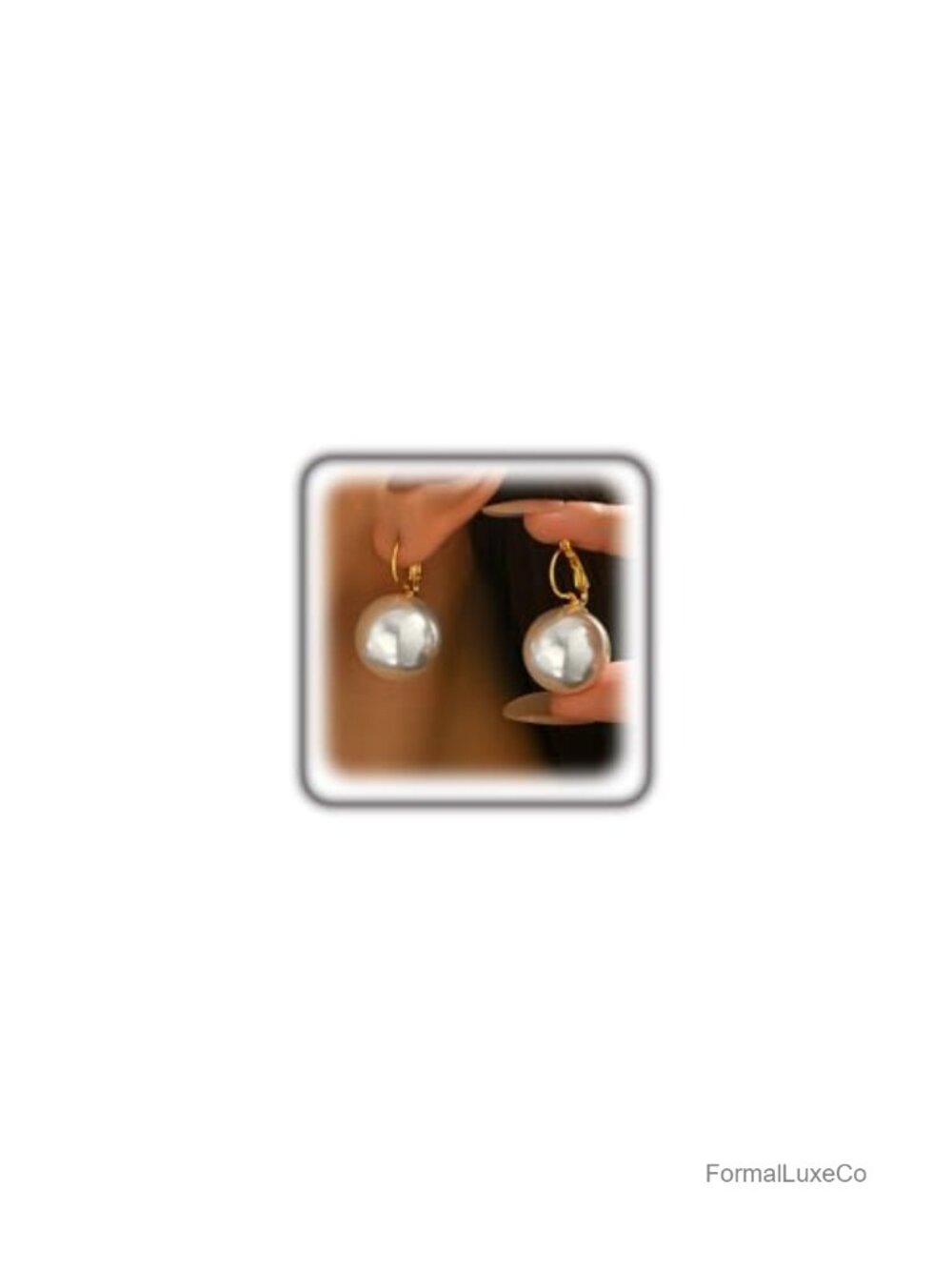 Oversized White Pearl Drop Dangle Earrings Large Ball Leverback Statement